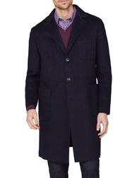 Navy Raw Single Breasted Overcoat Navy Raw Single Breasted Overcoat