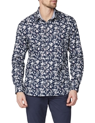 Jeff Banks Casual Navy Sketch Floral Print Shirt