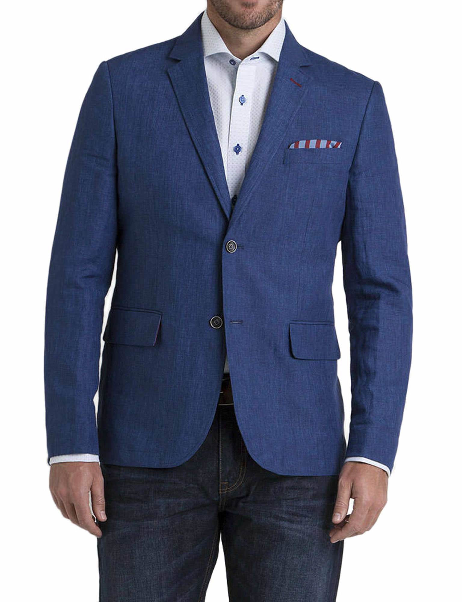 blue linen blazer