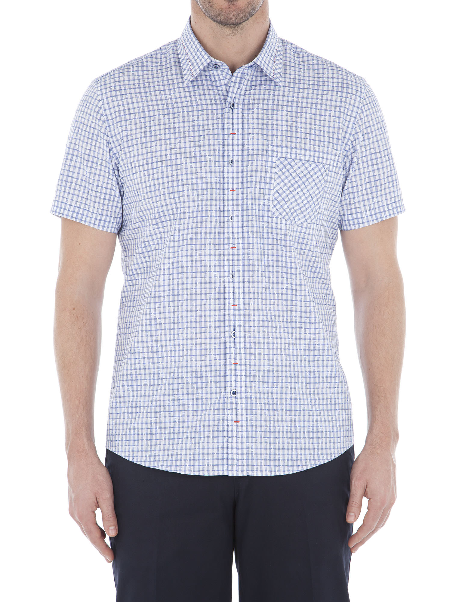 Jeff Banks Stvdio by Jeff Banks Blue Dobby Check Shirt ...