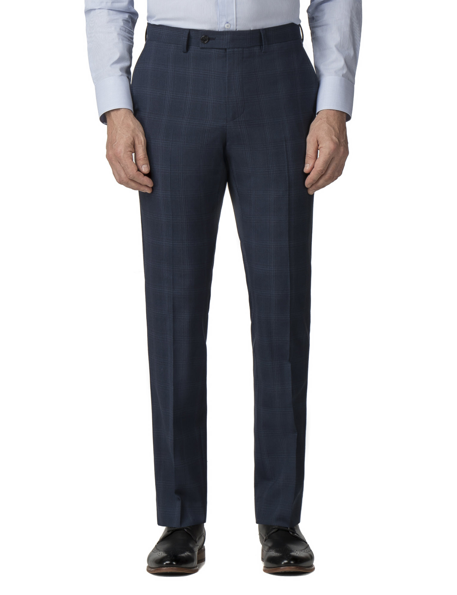 Blue with Pink Check Slim Fit Ivy League Trouser 40R Blue