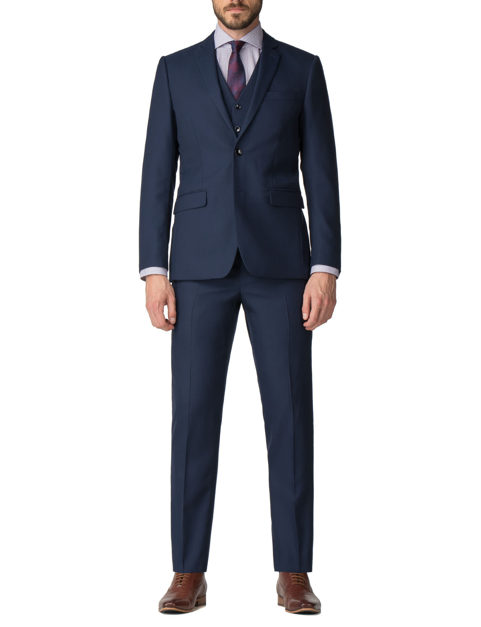 Men S Navy Blue Tailored 3 Piece Suit Jeff Banks Stvdio