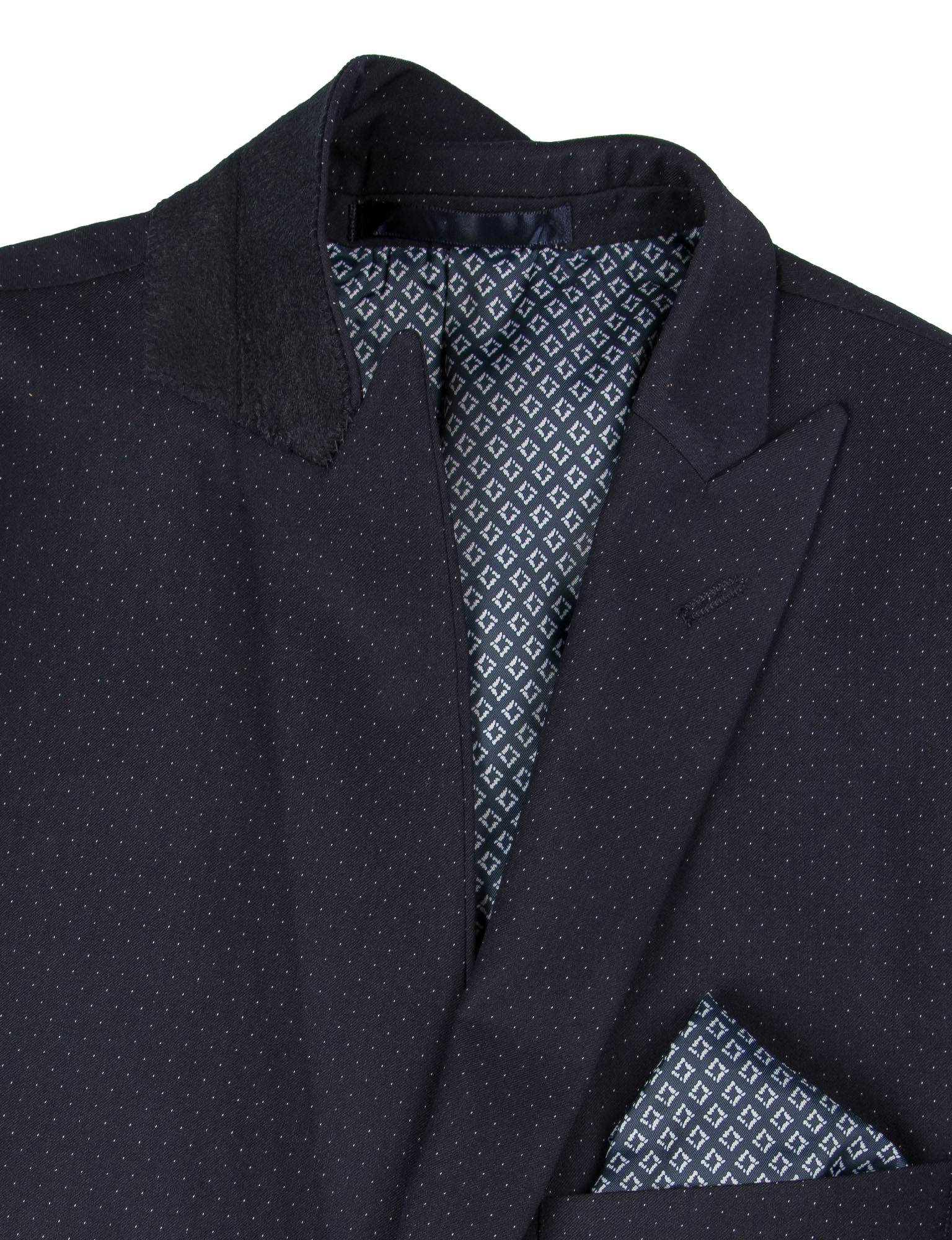 Men's Navy & White Pindot Slim Suit | Jeff Banks Stvdio