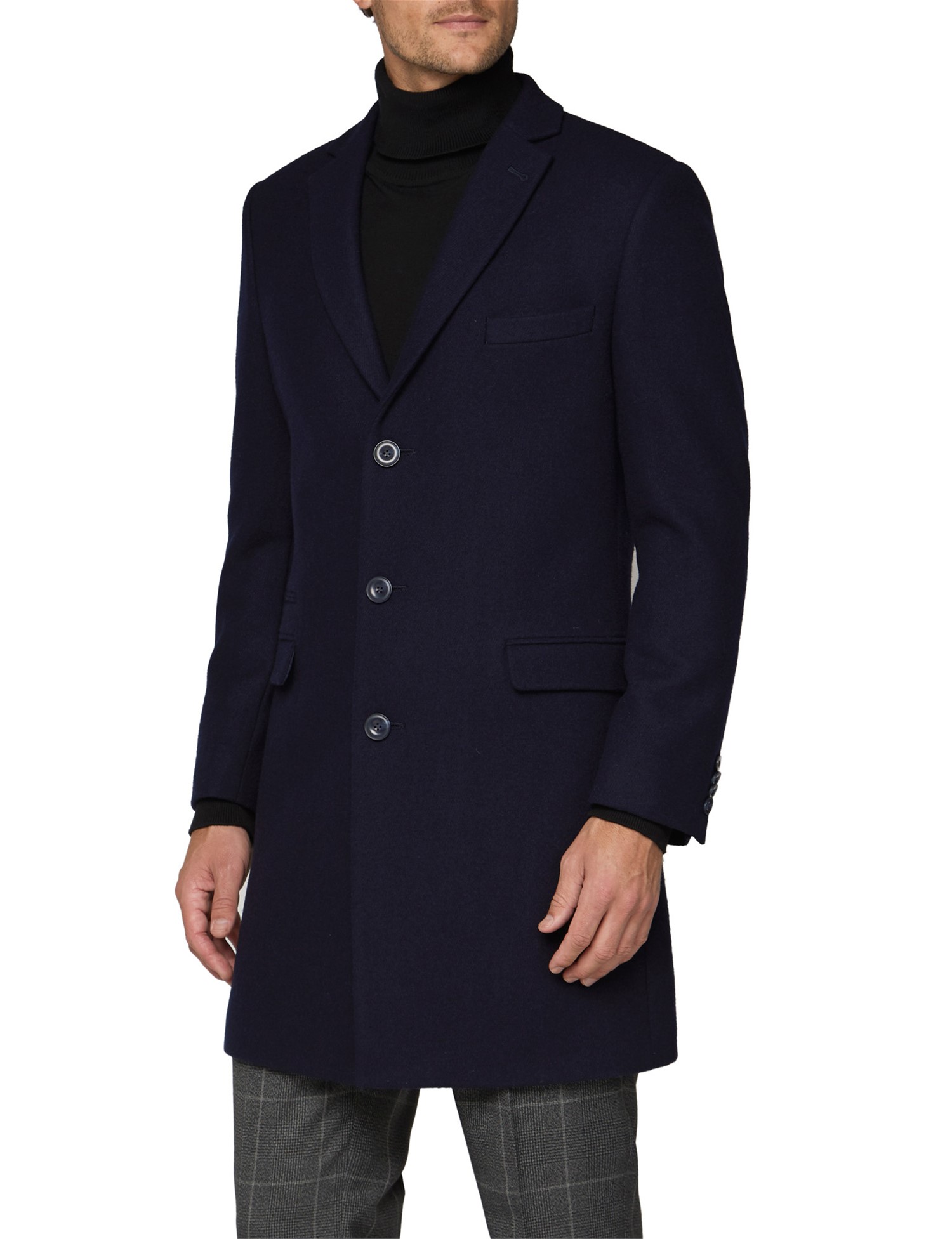 Jeff Banks Navy Overcoat- currently unavailable | Jeff Banks