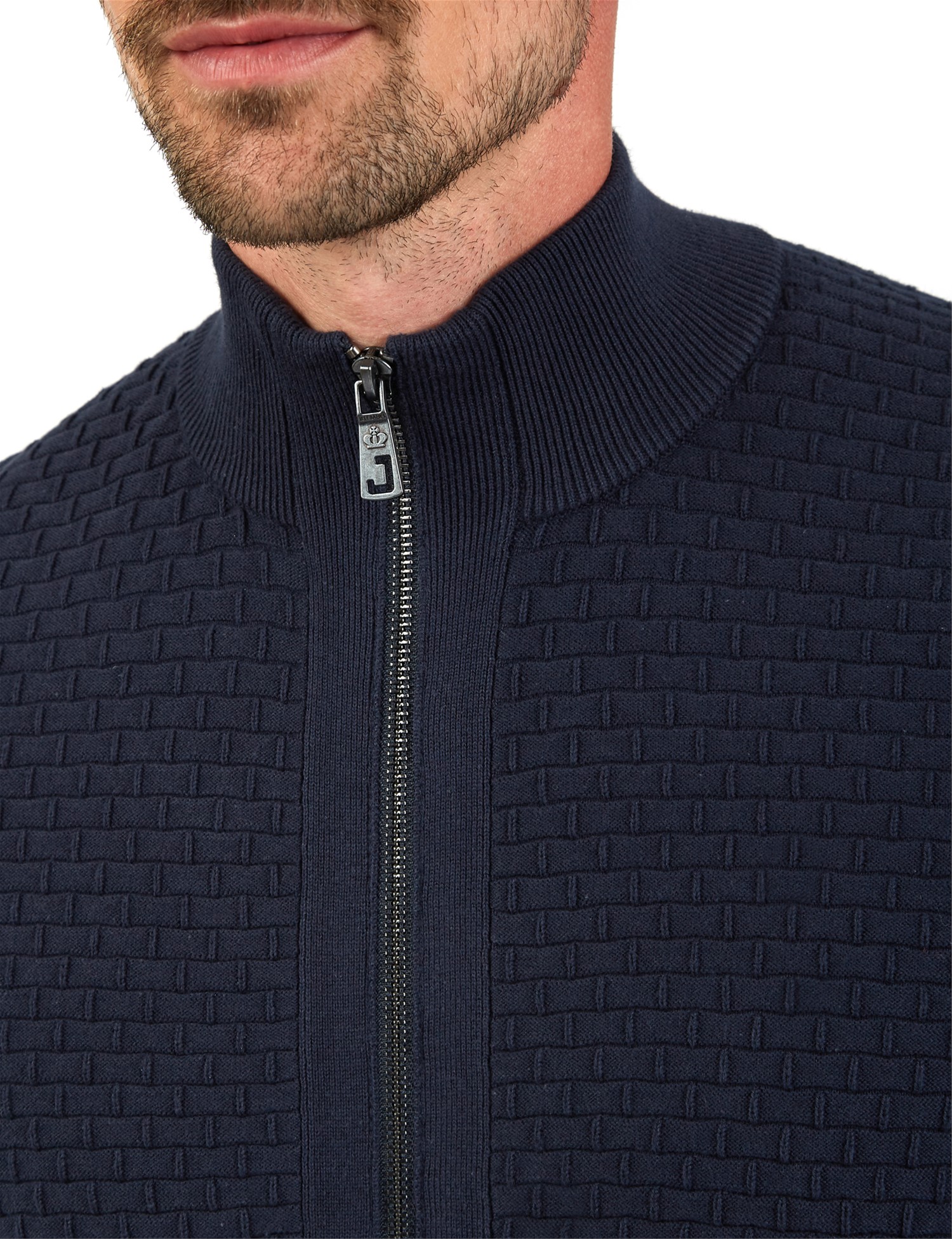 Jeff Banks Basketweave Zip Thru Knit 