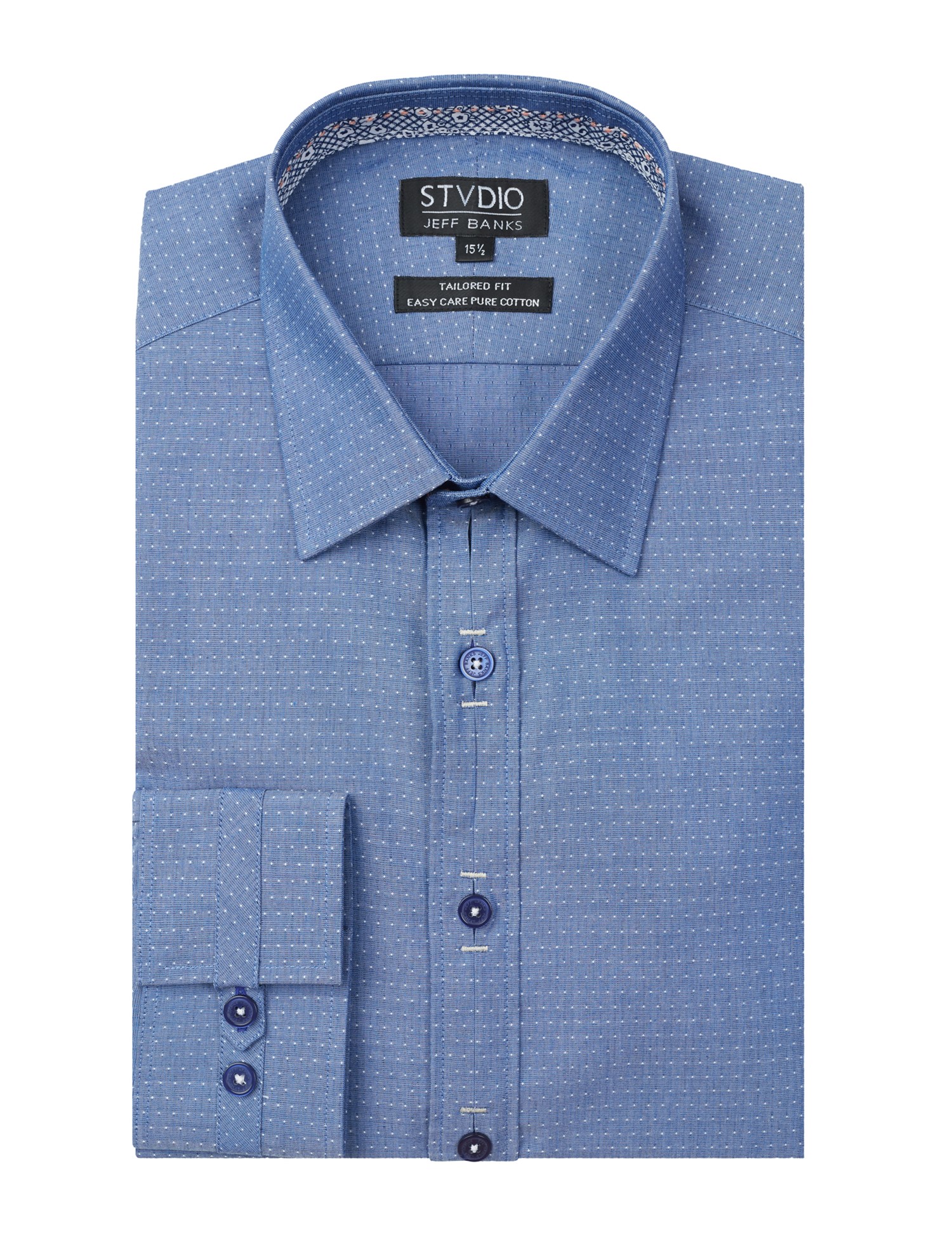 Blue Dotted Plain Shirt | Jeff Banks Stvdio