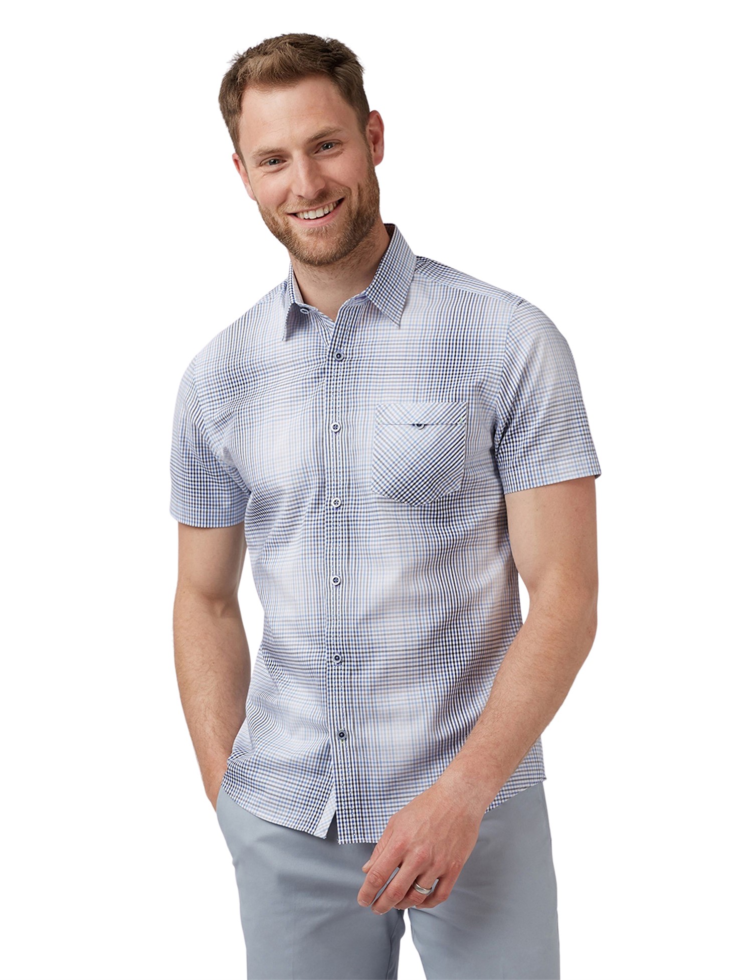 Jeff Banks Multi Check Shirt Blue 