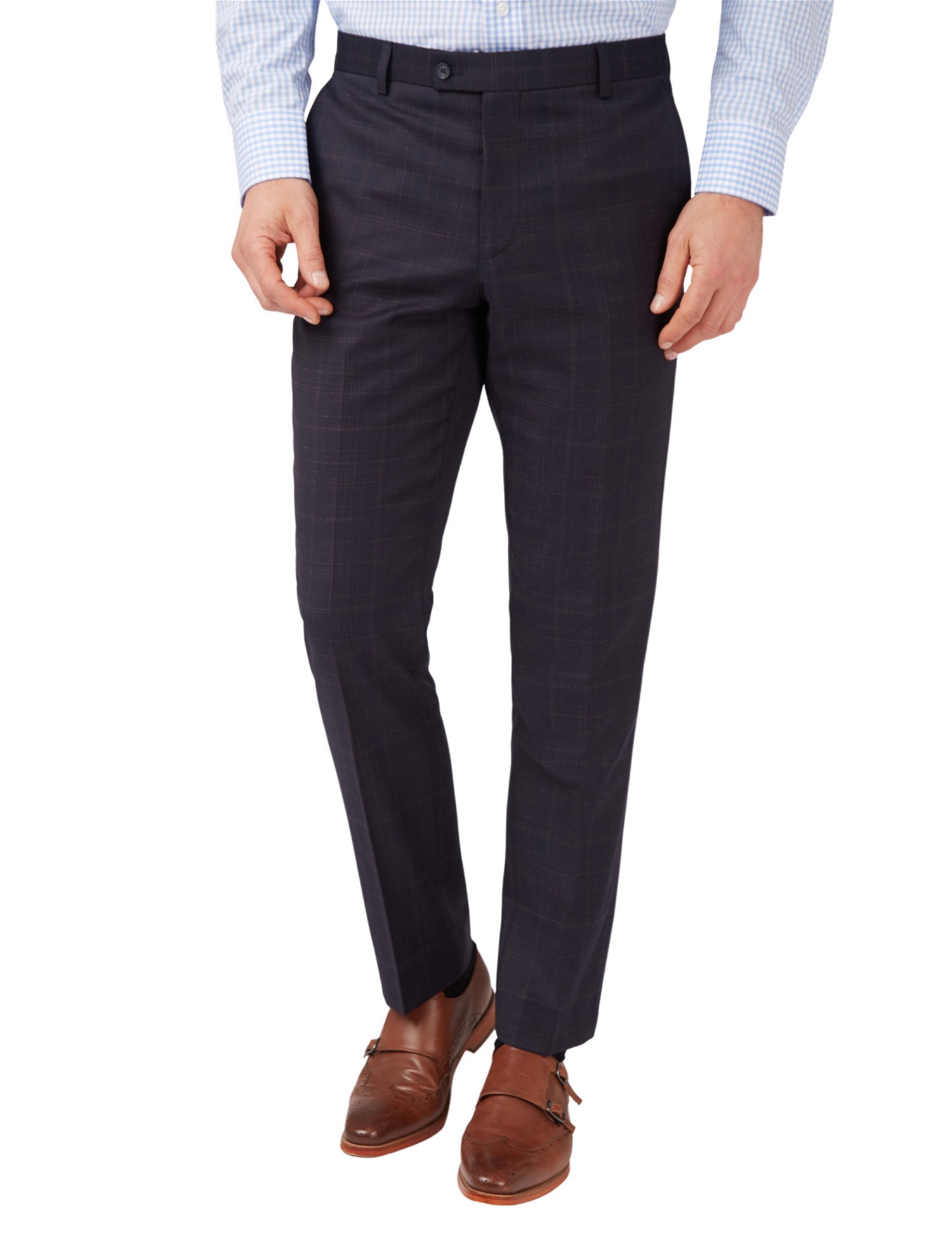 Stvdio by Jeff Banks Navy Check Performance Trousers 46R Navy