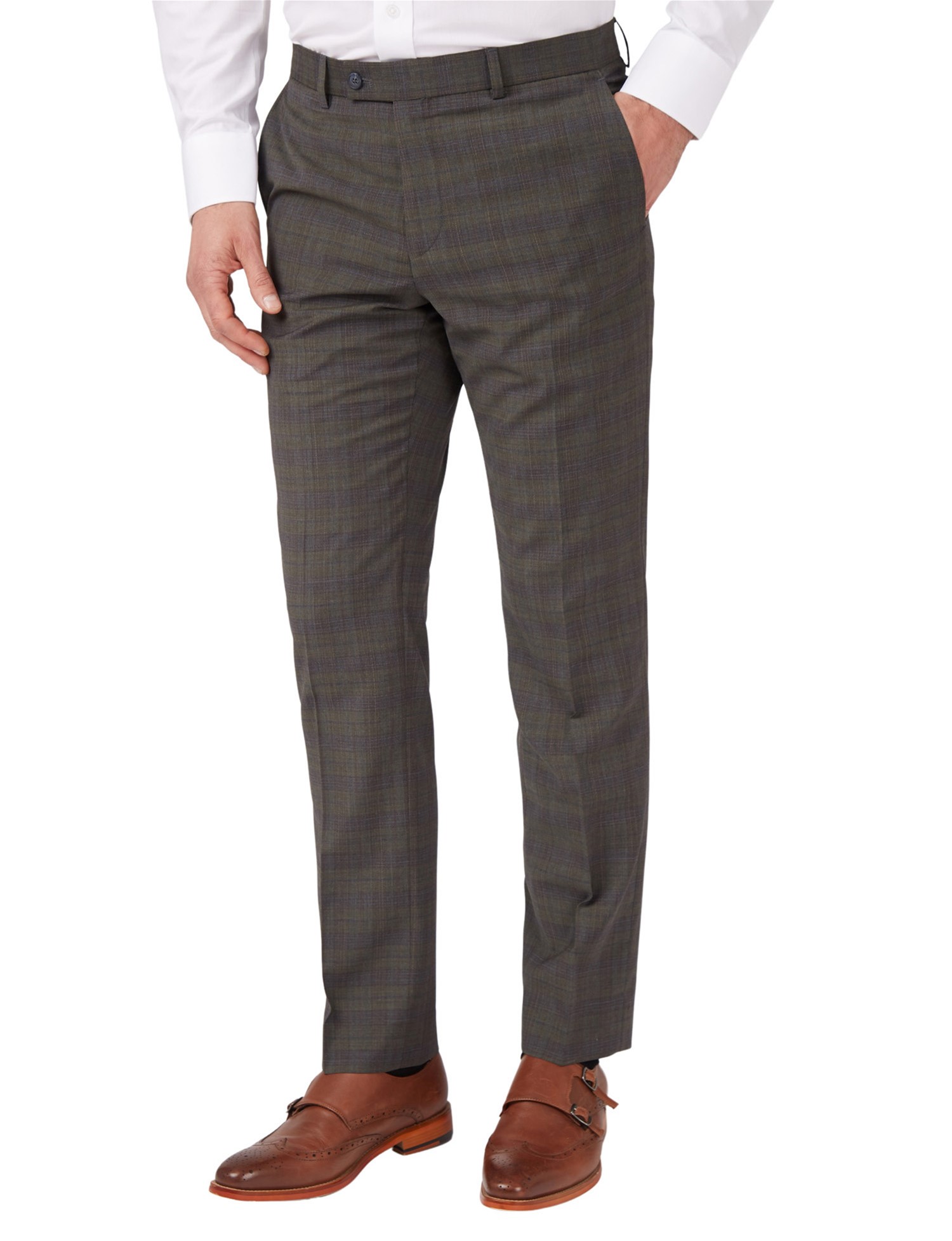 Stvdio by Jeff Banks Olive Check Ivy League Trousers 46R Olive