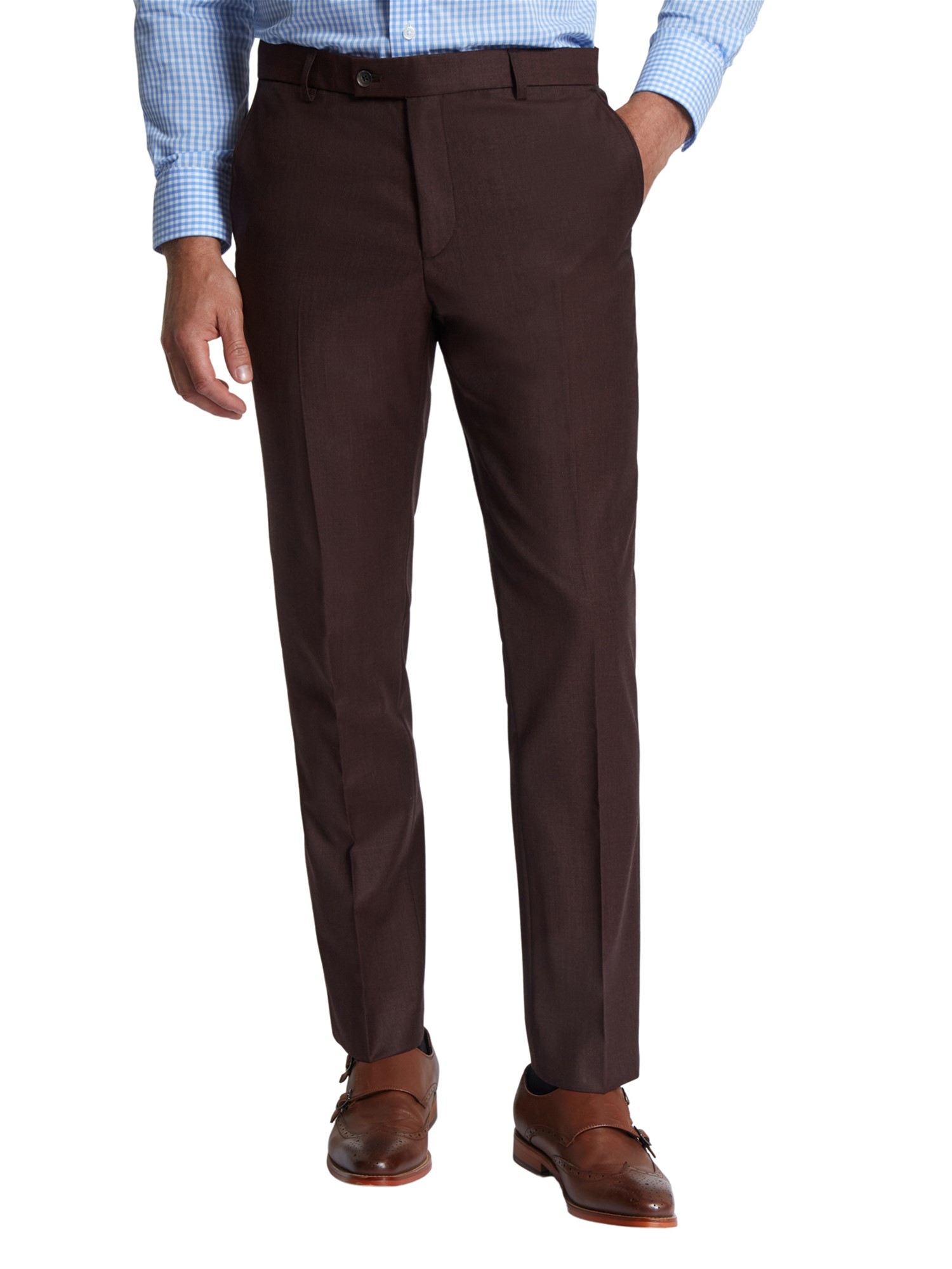 Jeff Banks Plain Wine Flannel Ivy League Trouser 42R Wine