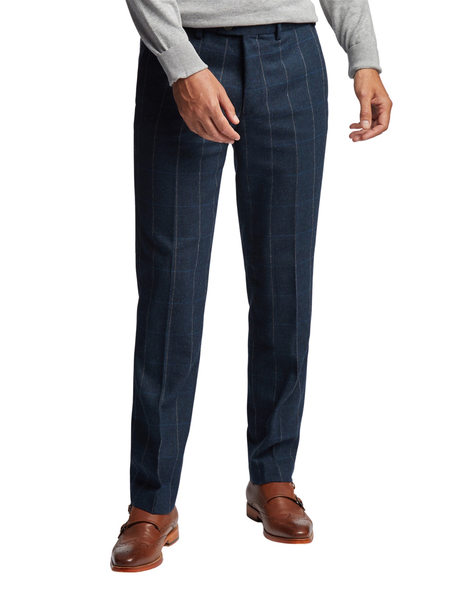 Jeff Banks Navy Check Hove Trousers 44R Navy