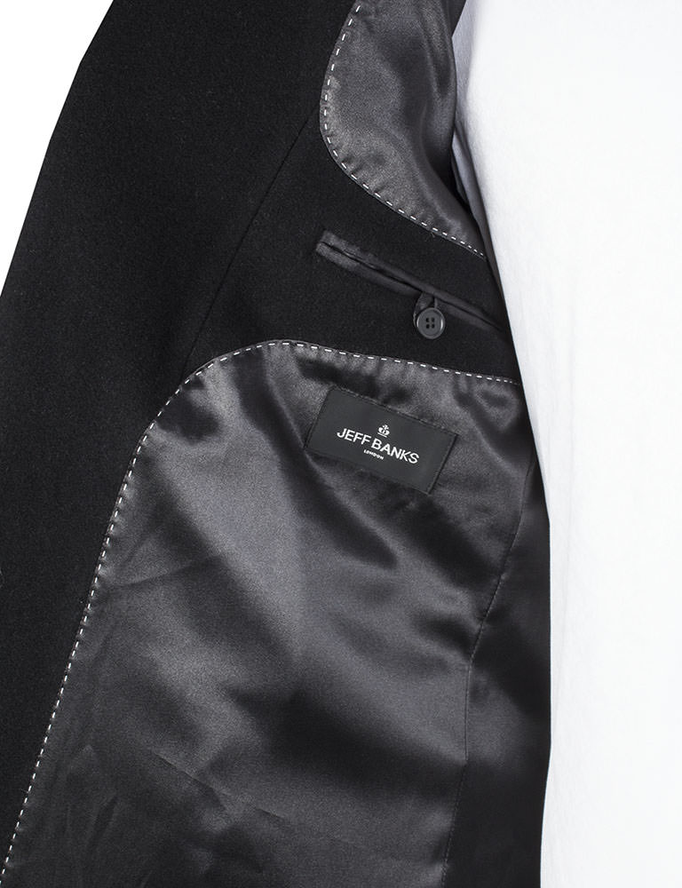 Jeff Banks Black Cashmere Blend Full Length Overcoat Jeff Banks Black Cashmere Blend Full Length Overcoat