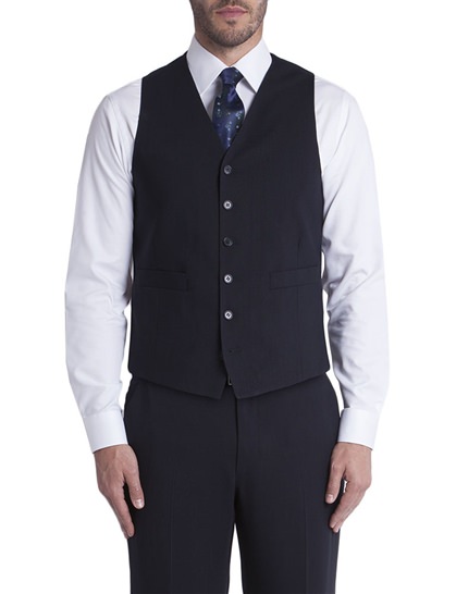 Wool Stretch Waistcoat  Navy  Men  Dressmann