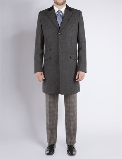 Stvdio by Jeff Banks Grey wool blend herringbone overcoat Stvdio by Jeff Banks Grey wool blend herringbone overcoat