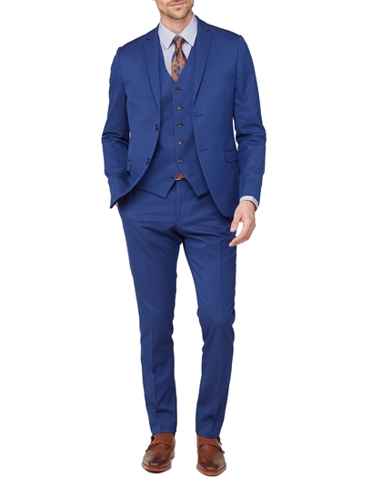 Buy Men's Suit Slim fit 3pcs(Coat,Pant,Waistcoat,tie,Pocket Square) (Blue,  40) at