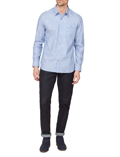 Light Blue Stripe Floral Jacquard Shirt