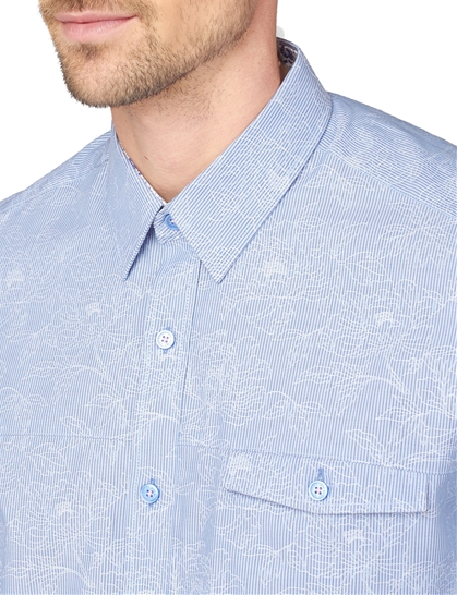Light Blue Stripe Floral Jacquard Shirt