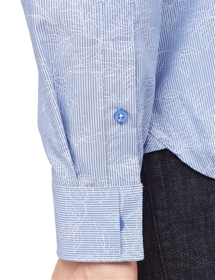 Light Blue Stripe Floral Jacquard Shirt