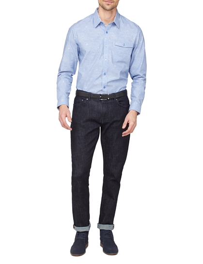 Light Blue Stripe Floral Jacquard Shirt