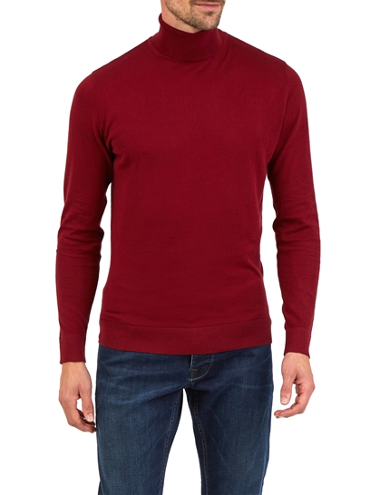 Men's Burgundy Roll Neck Jumper | Jeff 